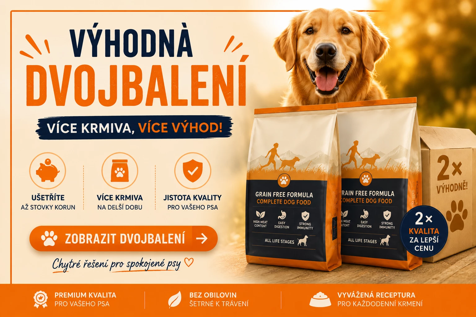 Dvojbalení granulí pro psy