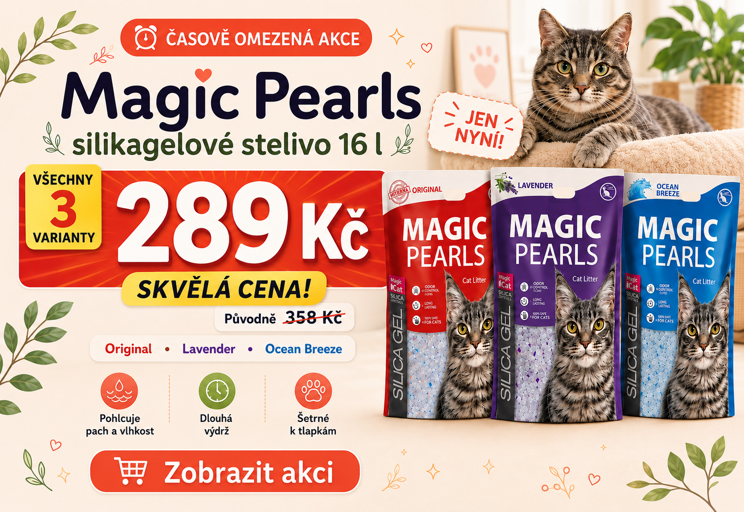 Magic Pearls silikagelové stelivo 16 l v akci za 289 Kč