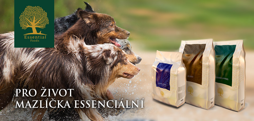 Essential - vynikající britské krmivo, které je založeno na nejnovějších poznatcích ohledně výživy pro Vaše mazlíčky.