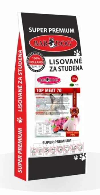 BARDOG Granule Lisované za studena TOP MEAT 70 15 kg