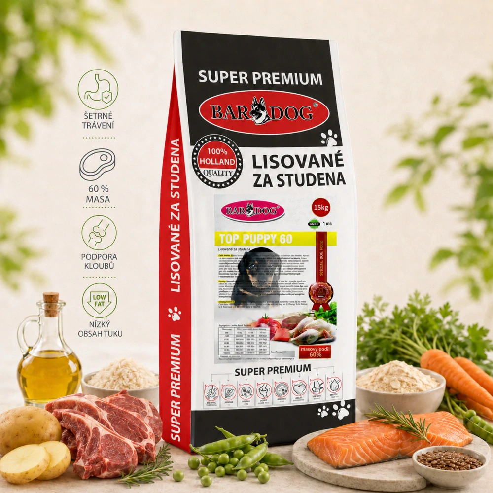 BARDOG Granule Lisované za studena TOP PUPPY 60 15 kg