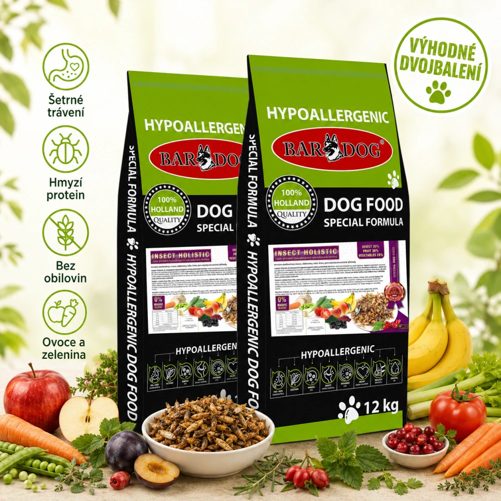 Bardog Hypoalergenní grain free granule Insect Holistic 2 x 12 kg