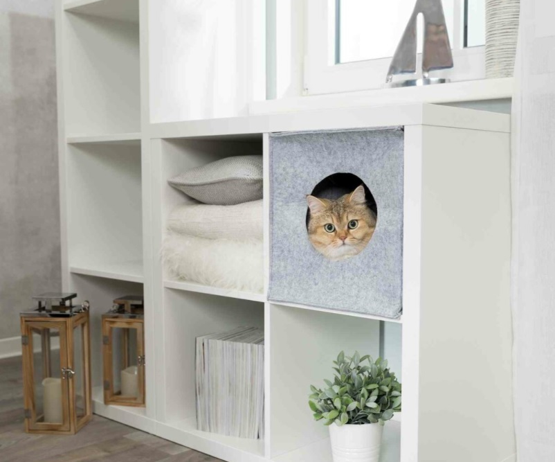 TRIXIE ANTON filcová krabice/jeskyně pro kočku, vhodné do IKEA regálu 33cm šedá