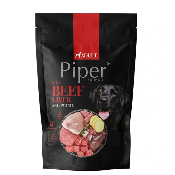 PIPER s hovězími játry a bramborami, kapsička pro psy 500g