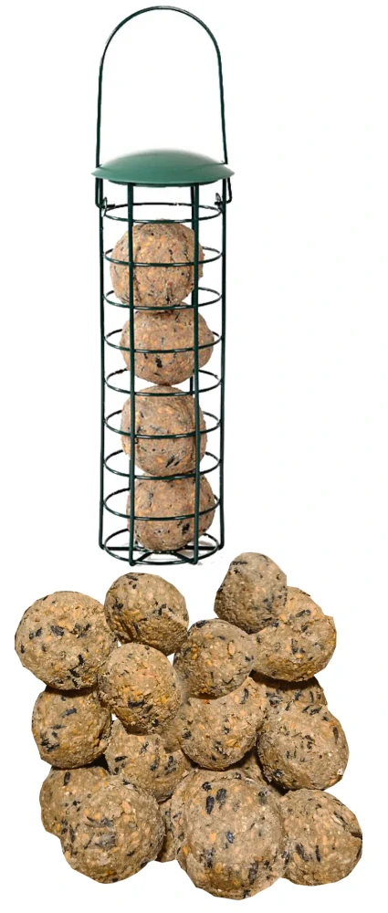 Lojové koule se semínky 60x90g bez síťky + krmítko