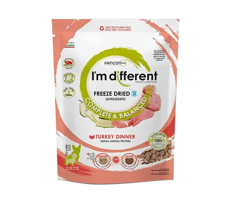 I´M DIFFERENT Turkey DINNER, mrazem sušené raw krmivo s krůtou, 156 g