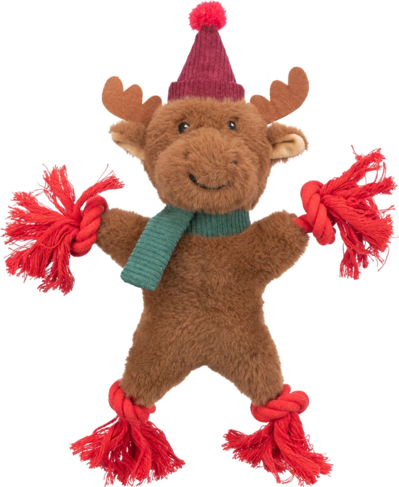 TRIXIE Xmas REINDEER - vánoční sob 32 cm, píská/šustí, plyš/lano
