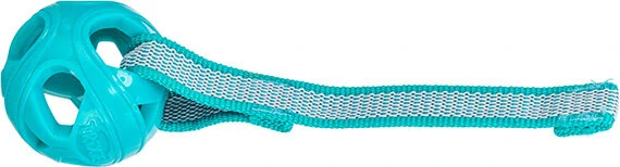 TRIXIE Honeycomb Ball, prodyšný míček s páskem, ø 6 cm/ 23 cm, TPR, tyrkysová