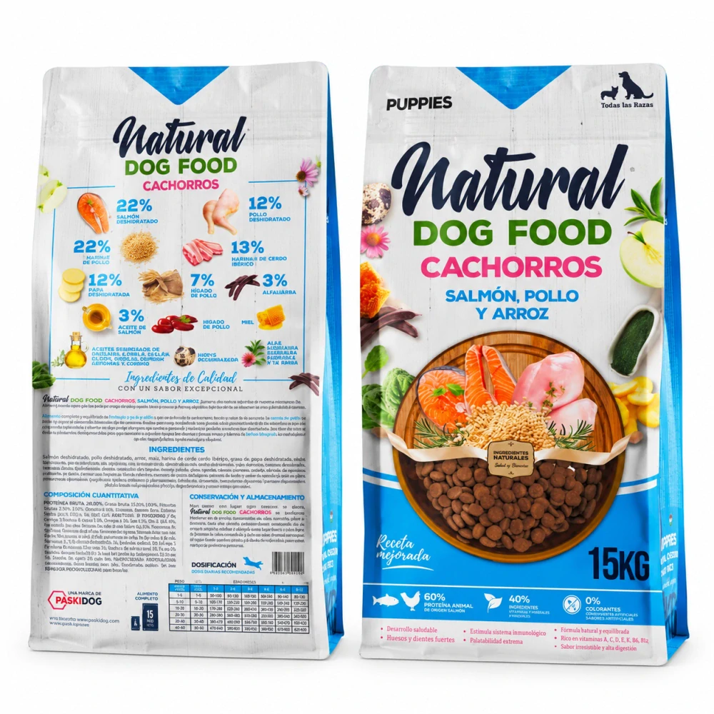 Natural DOG FOOD Salmon & Chicken Puppy 15kg