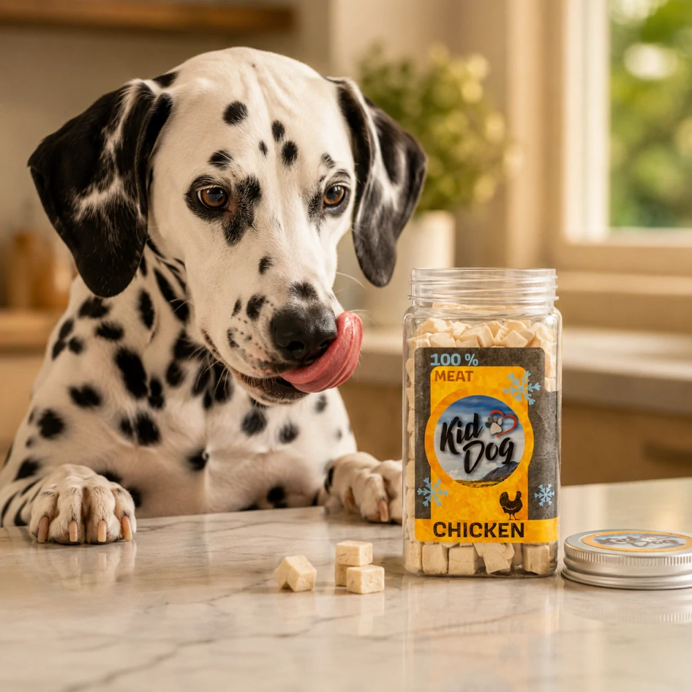 KIDDOG Super Premium 100% freeze dried CHICKEN CUBES - čisté kuřecí maso sušené mrazem 80 g