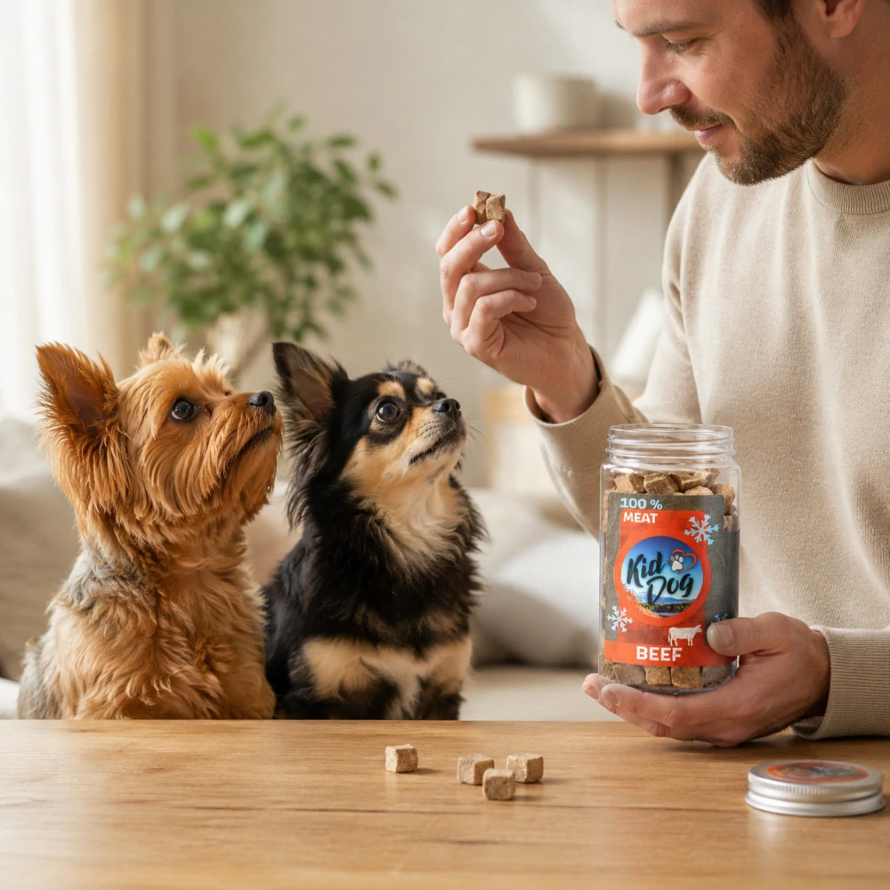 KIDDOG Super Premium 100% freeze dried BEEF CUBES - čistá hovězí svalovina sušená mrazem 70 g