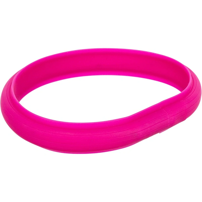 TRIXIE USB svítící obojek PLOCHÝ, růžový L-XL: 70 cm/30 mm