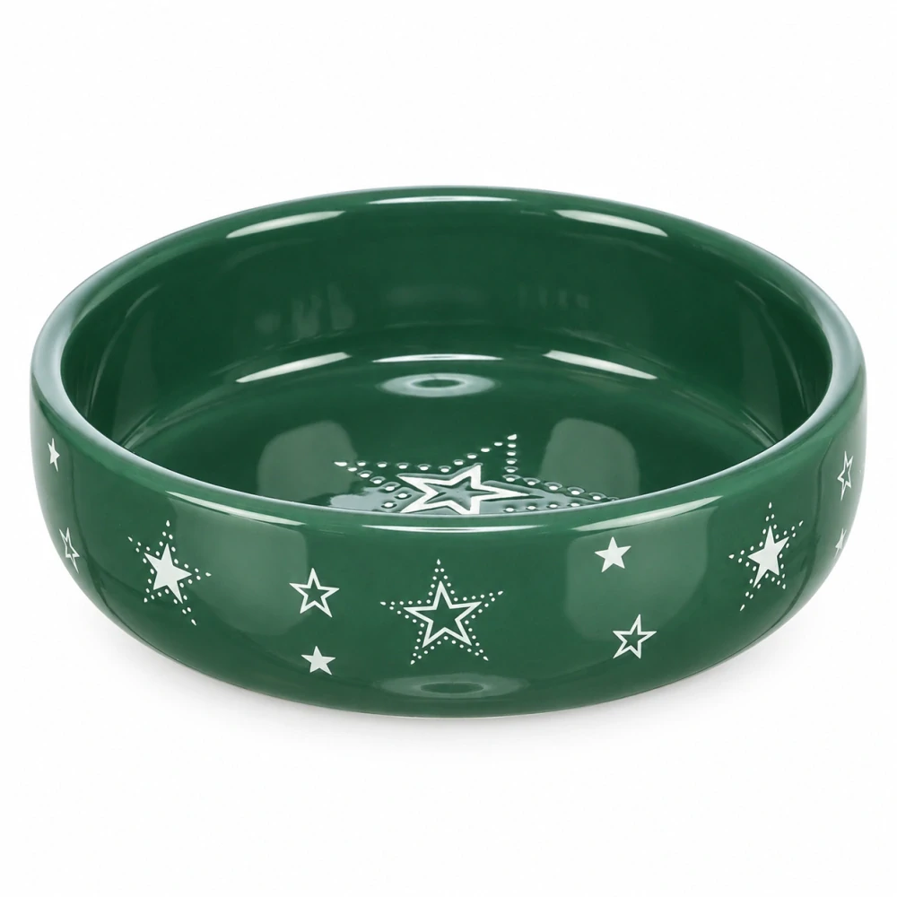 TRIXIE Xmas Bowl, vánoční keramická miska, 0.4 l/ø 15 cm, tmavá zelená