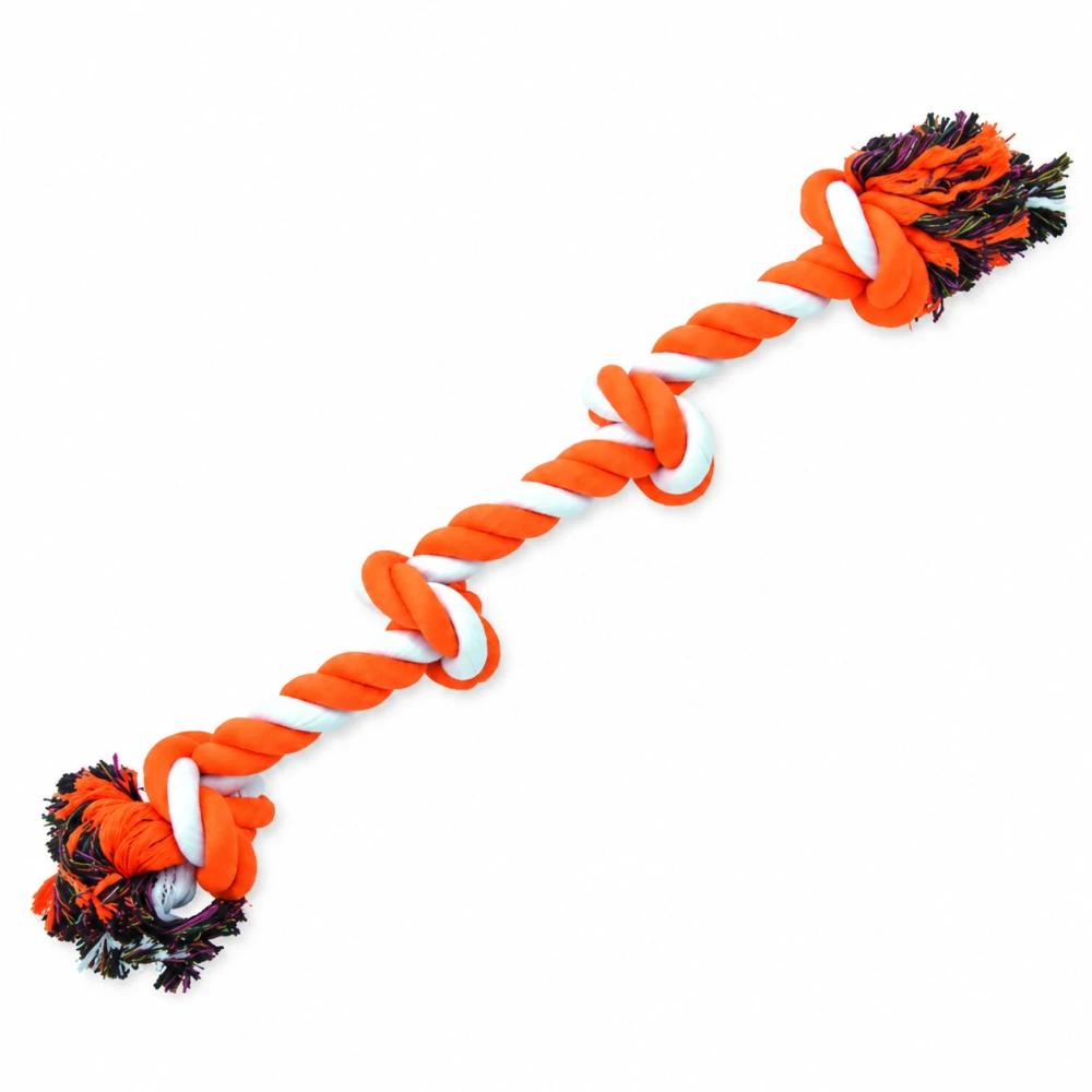 Uzel Dog Fantasy bavlněný oranžovo-bílý 60cm 4 knoty DOPRODEJ