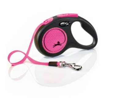 Vodítko FLEXI Neon S pásek 5m/15kg černá/růžová NEW