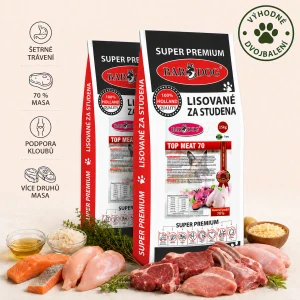 BARDOG Granule Lisované za studena TOP MEAT 70 2 x 15 kg