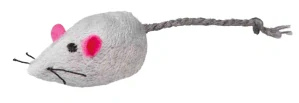 TRIXIE Plyšová myš s rolničkou, 5 cm (2 ks), bílá/šedá