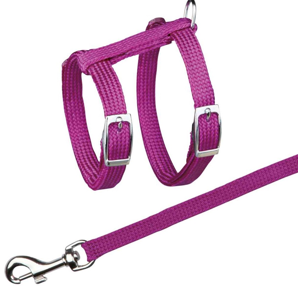 TRIXIE Postroj s vodítkem pro kočku jednobarevný 22-42cm/10mm 1,25m