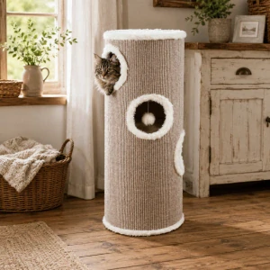 TRIXIE Škrabací válec pro kočky TOWER EDOARDO šedo/krémový 100 cm