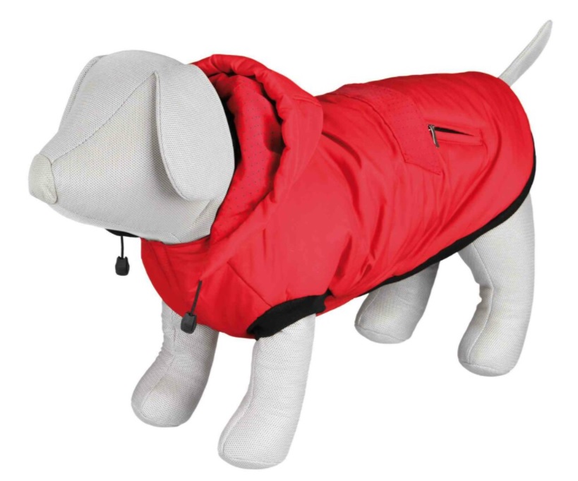 TRIXIE Červená vesta PALERMO s odepínací kapucí S:40cm, hruď:46-50cm, krk:38cm