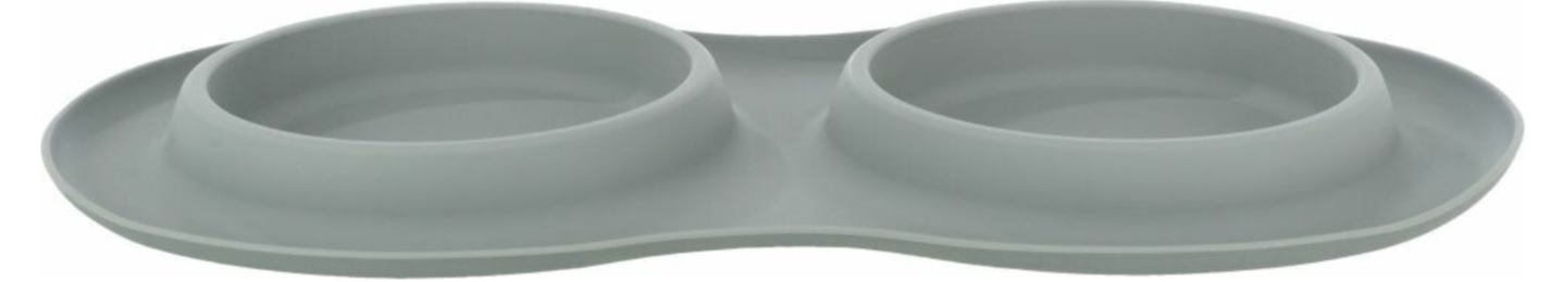 TRIXIE Set nízkých nerez misek v silikonovém prostírání, 2 × 0.3 l/ø 16 cm/47 × 3 × 26 cm, šedá
