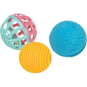 TRIXIE Sada 3 ks míčků, plastový s rolničkou a pěnové  3,5-4 cm