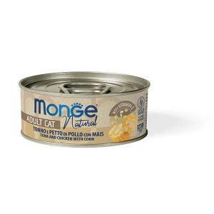 MONGE NATURAL tuňák s kuřecími prsy a kukuřicí pro kočky 80 g