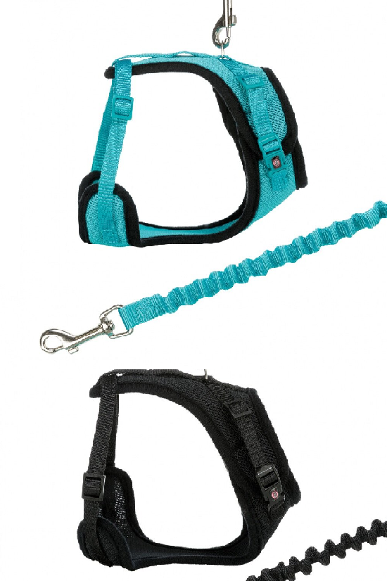 TRIXIE Měkký síťovaný Y-postroj s elastickým vodítkem pro kočku XL 39-60cm / 1,00 m