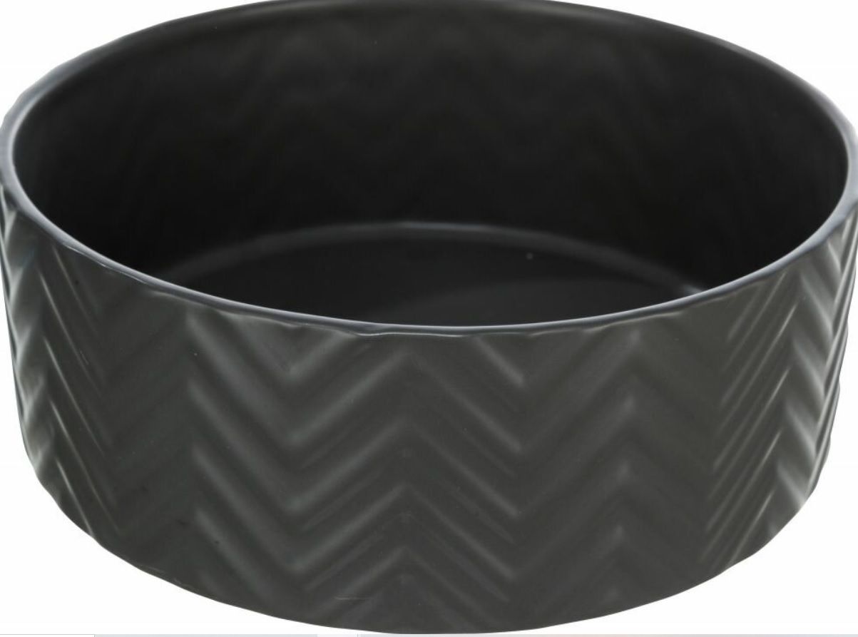 TRIXIE Keramická miska 1,6 l/ø 20 cm, vroubkovaná, černá