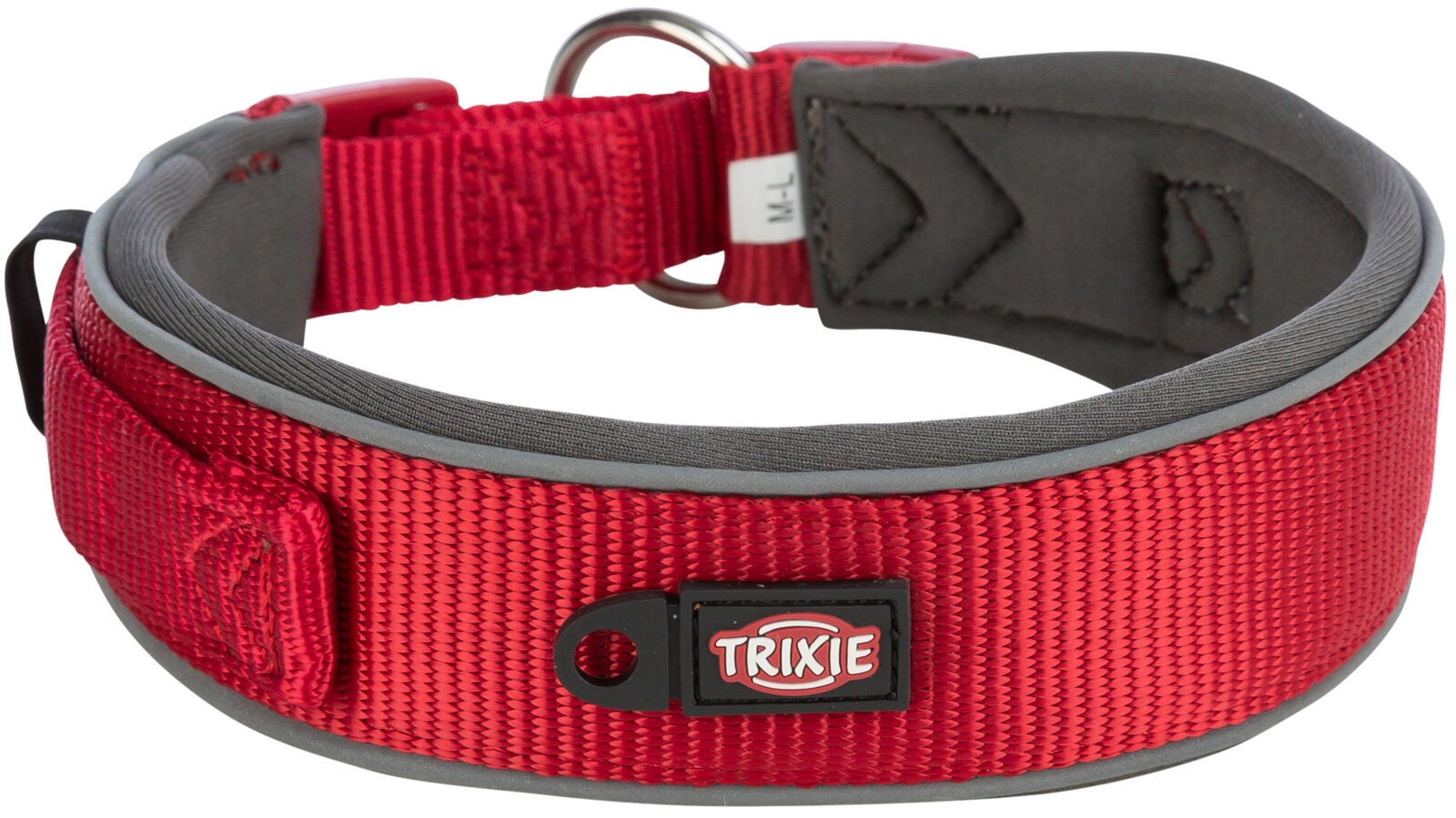 TRIXIE PREMIUM obojek extra široký, červená/grafit S-M: 33-42 cm/35 mm