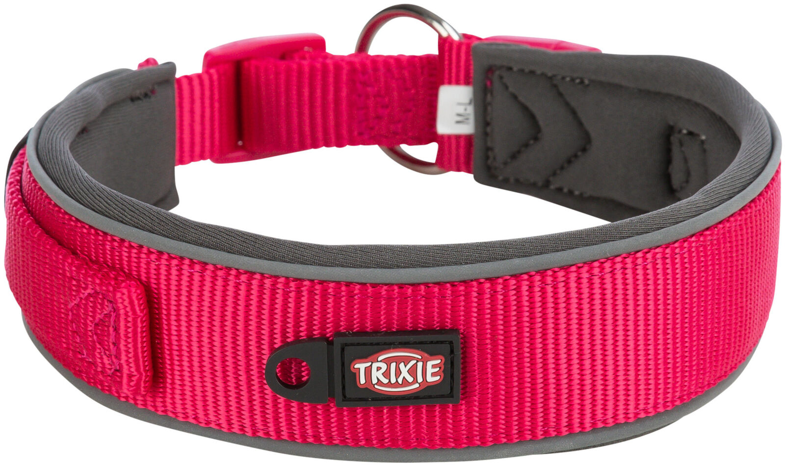 TRIXIE PREMIUM obojek extra široký, fuchsia/grafit S-M: 33-42 cm/35 mm