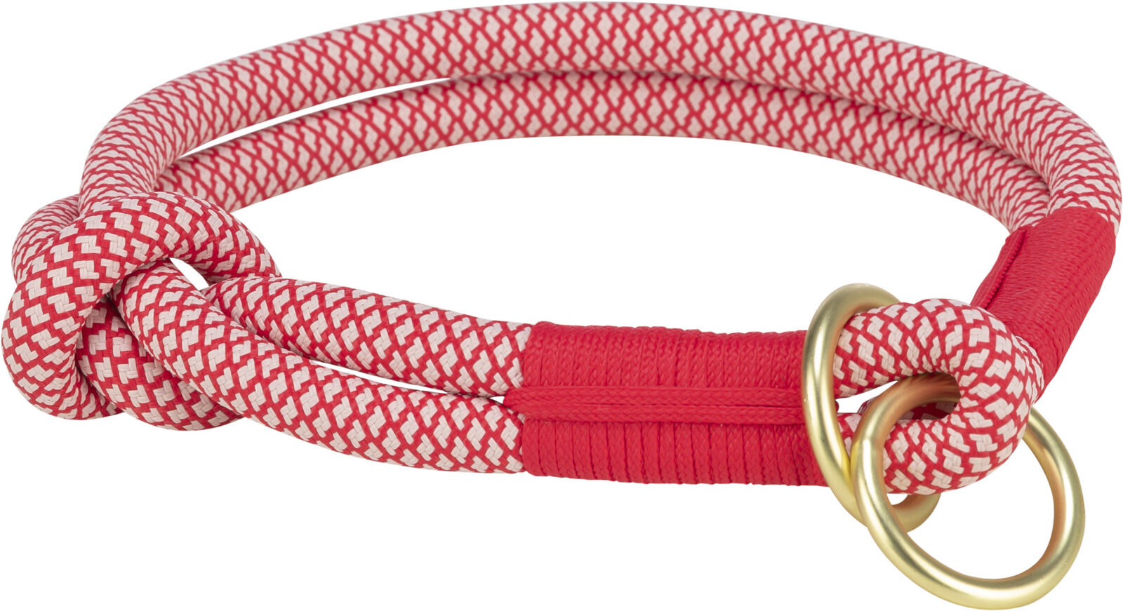 TRIXIE Soft Rope kulatý polostahovací obojek, červená/krémová XS-S: 30cm/ 10 mm