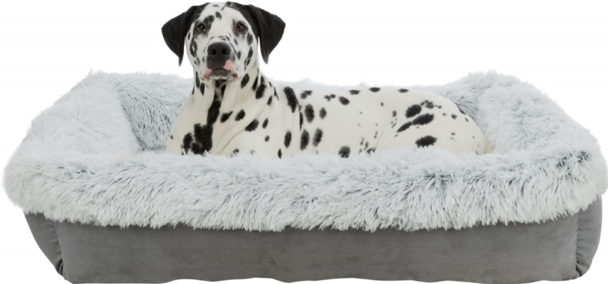 TRIXIE Obdelníkový pelech HARVEY, dlouhovlasý plyš/semiš, šedá 60 x 50 cm