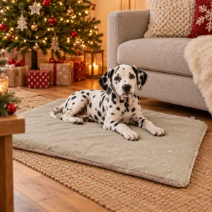 TRIXIE Xmas LUCIANO vánoční plyšová podložka, 90 x 70 cm, béžová/zlatá