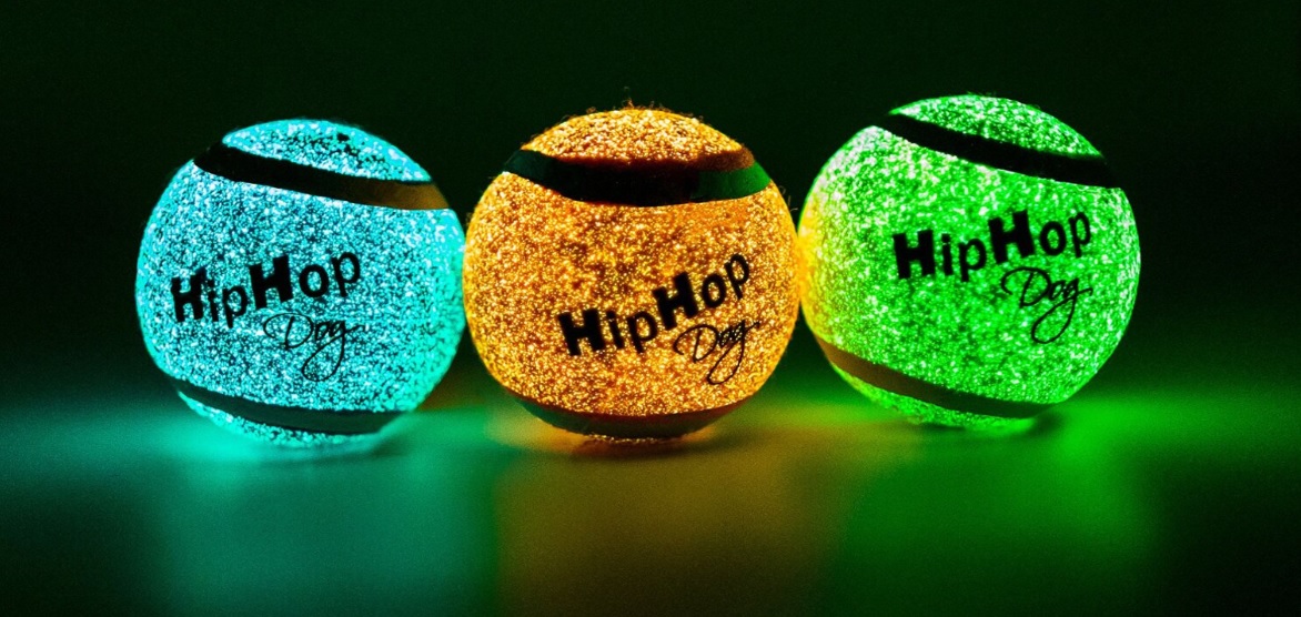 Neonový ve tmě svítící tenis. míč 6,5 cm (3 ks/bal.) HIPHOP DOG