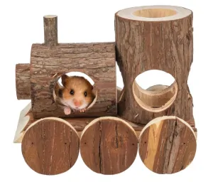 TRIXIE Vláček LEVIN pro myšky, 17 x 14 x 12 cm, přírodní dřevo s kůrou