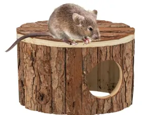 TRIXIE Domek METTE pro křečky, 18 x 12 x 12 cm, přírodní dřevo s kůrou