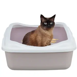 TRIXIE CLASSIC toaleta pro kočky, s okrajem, 37 x 15 x 47 cm, světlá lila/bílá