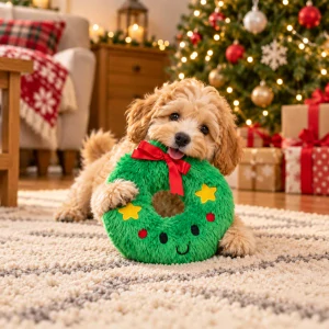 TRIXIE Xmas Wreath - vánoční věnec, plyšová hračka pro psy, 22 cm