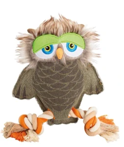 Sova na laně 28 cm, robustní jutová hračka pro psy, HIPHOP DOG