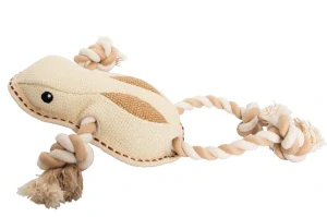 Žába na laně 33 cm, robustní jutová hračka pro psy, HIPHOP DOG, přírodní