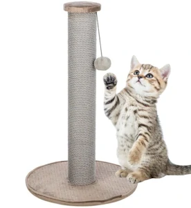 TRIXIE Škrabací sloupek LIVIA s plyšovou kuličkou, 64 cm, béžovošedá