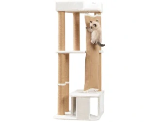 TRIXIE Škrabadlo ACTIVE, 58 x 58 / 150 cm, se šplhacím pytlem, bílá