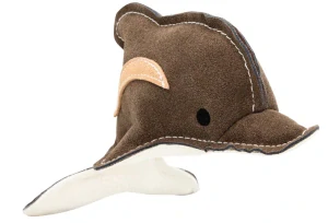Delfín, 22 cm, kožená robustní hračka, HIPHOP DOG, hnědošedá/bílá