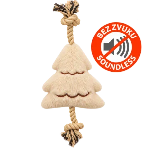 TRIXIE Vánoční stromek na laně, bez zvuku, 38 cm, plyš/bavlněné lano, béžová