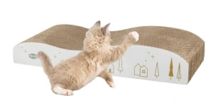 TRIXIE Vánoční kartonové škrabadlo s catnipem, 43.5 x 8 x 20 cm, bílá/zlatá