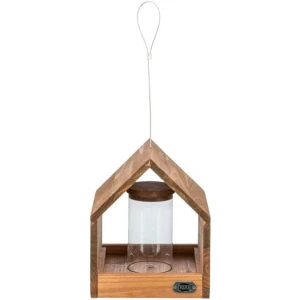 TRIXIE NATURA venkovní krmítko závěsné, domek se silem, 20 × 24 × 20 cm, glazovaná borovice, hnědá