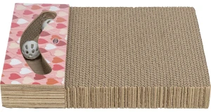 TRIXIE Škrabací karton VALENTINE, s míčky catnipem, 38 x 5 x 30 cm, lososová - LIMITOVANÁ NABÍDKA