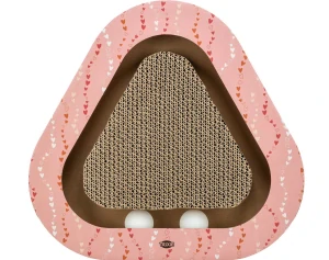 TRIXIE Škrabací karton VALENTINE triangl, s míčky a catnipem, 36 x 5 x 36/36 cm, losos - LIMITOVANÁ NABÍDKA
