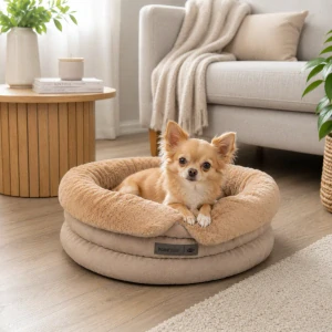 TRIXIE HOME Edition pelech LIANO Soft, kulatý s vysokým okrajem, ø 45 cm, písková/hnědá